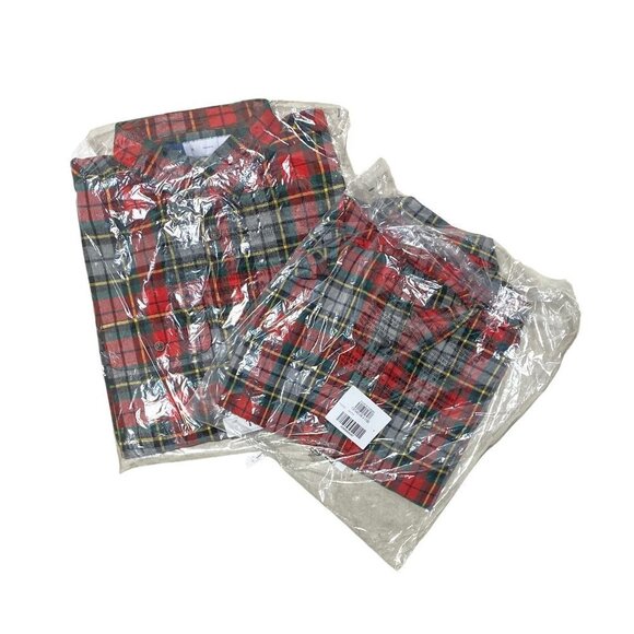Old Navy 2-Piece Set Built-In Flex Flannel Utility Pocket Shirt Red Tartan Plaid - Picture 6 of 8